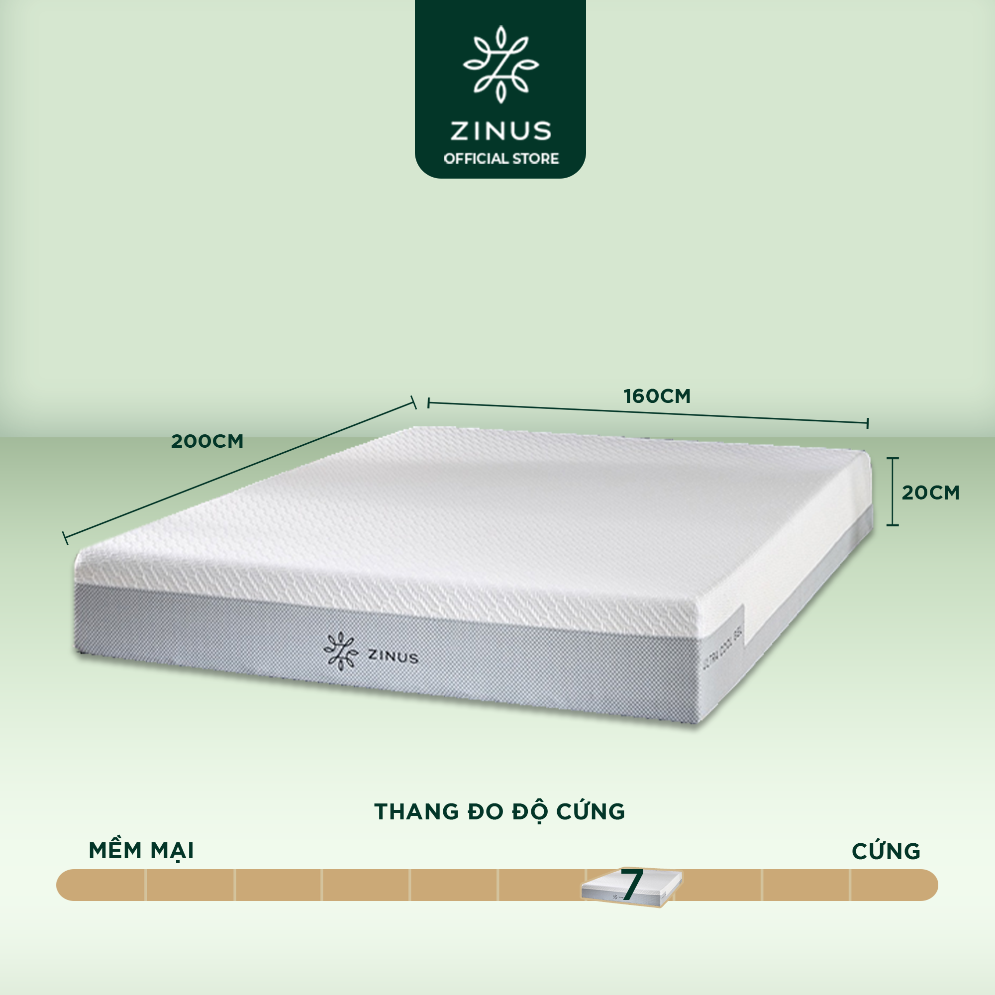 Nệm Foam Siêu Mát Cao Cấp Dày 20cm Zinus - 8in Ultra Cool Gel 2.5 Foam Mattress