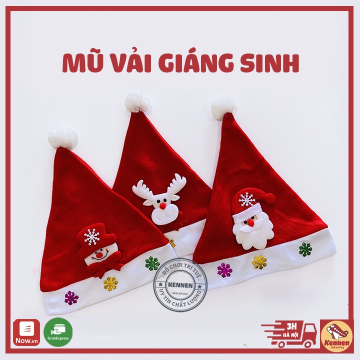 Mũ noel đủ size cho trẻ em và người lớn có đèn nháy