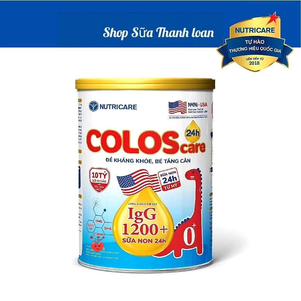 Sữa bột nutricare coloscare 0+ 400g được bổ sung thêm sữa non 24h từ mỹ.