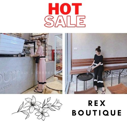 Set bộ kate áo peplum, quần ống suông phối viền