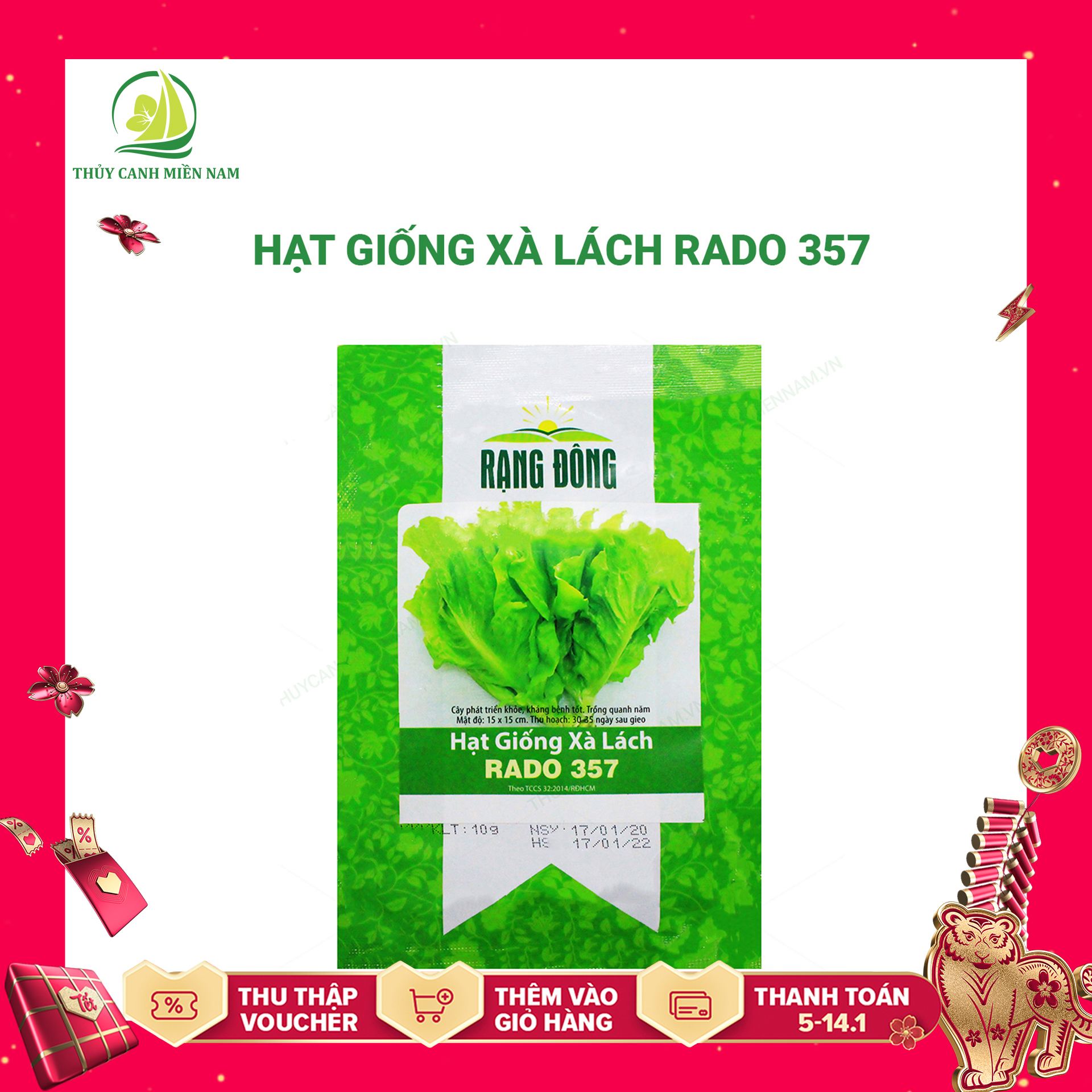 [Có hướng dẫn ươm] Hạt Giống Xà Lách RADO 357 (10g) | Giống Khoẻ, Tỉ Lệ Nảy Mầm Đến 90%, Có Hỗ Trợ Trồng Rau Tại Nhà
