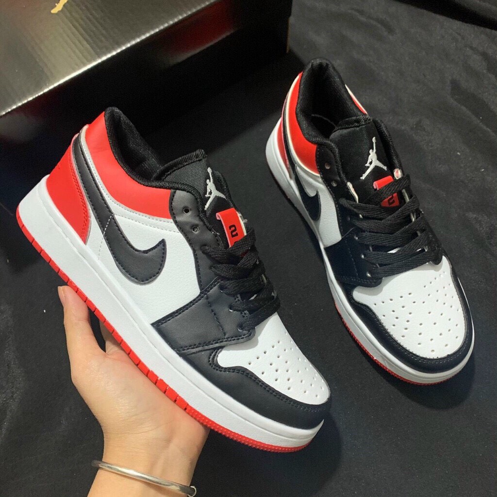 Giày Nike Jordan - Giày Sneaker cổ thấp đỏ trắng bản cao cấp Full size nam nữ