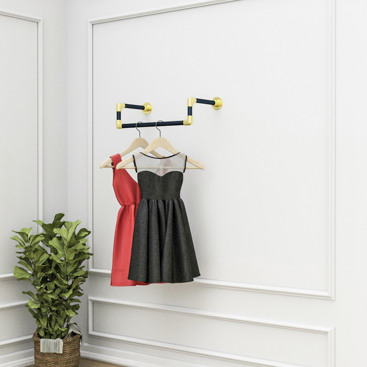 Giá treo quần áo âm tường, móc đồ gắn tường decor, Giá treo tay đôi