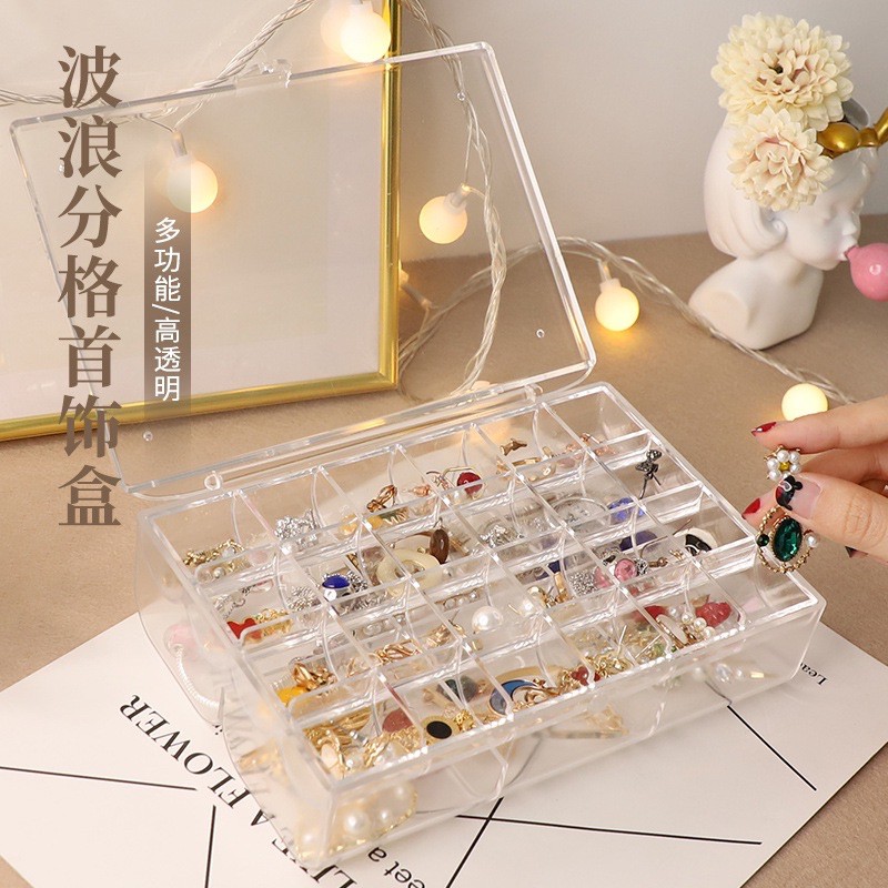 Hộp mica cao cấp đựng đồ trang sức chia ô tiện dụng