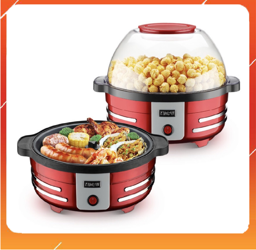 Máy làm bắp rang bơ, bỏng ngô, nướng thịt 2 in 1 tự động 5L - YD108B cao cấp tiện lợi