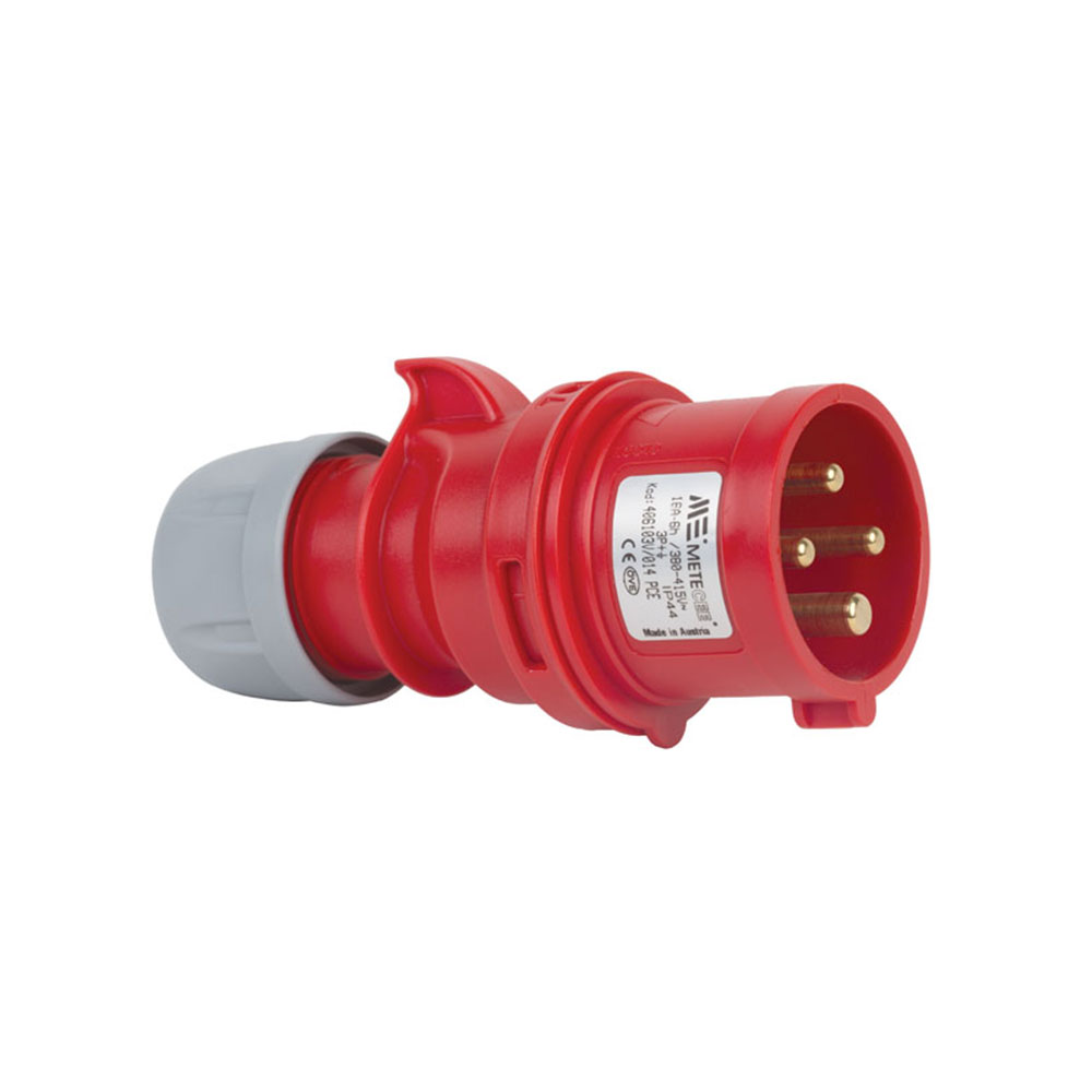 Phích cắm công nghiệp cao cấp metecee 4 chân 3 pha điện áp 415v nhập khẩu châu âu xuất xứ áo. tiêu chuẩn cee iec 60309 chống nước chống bụi