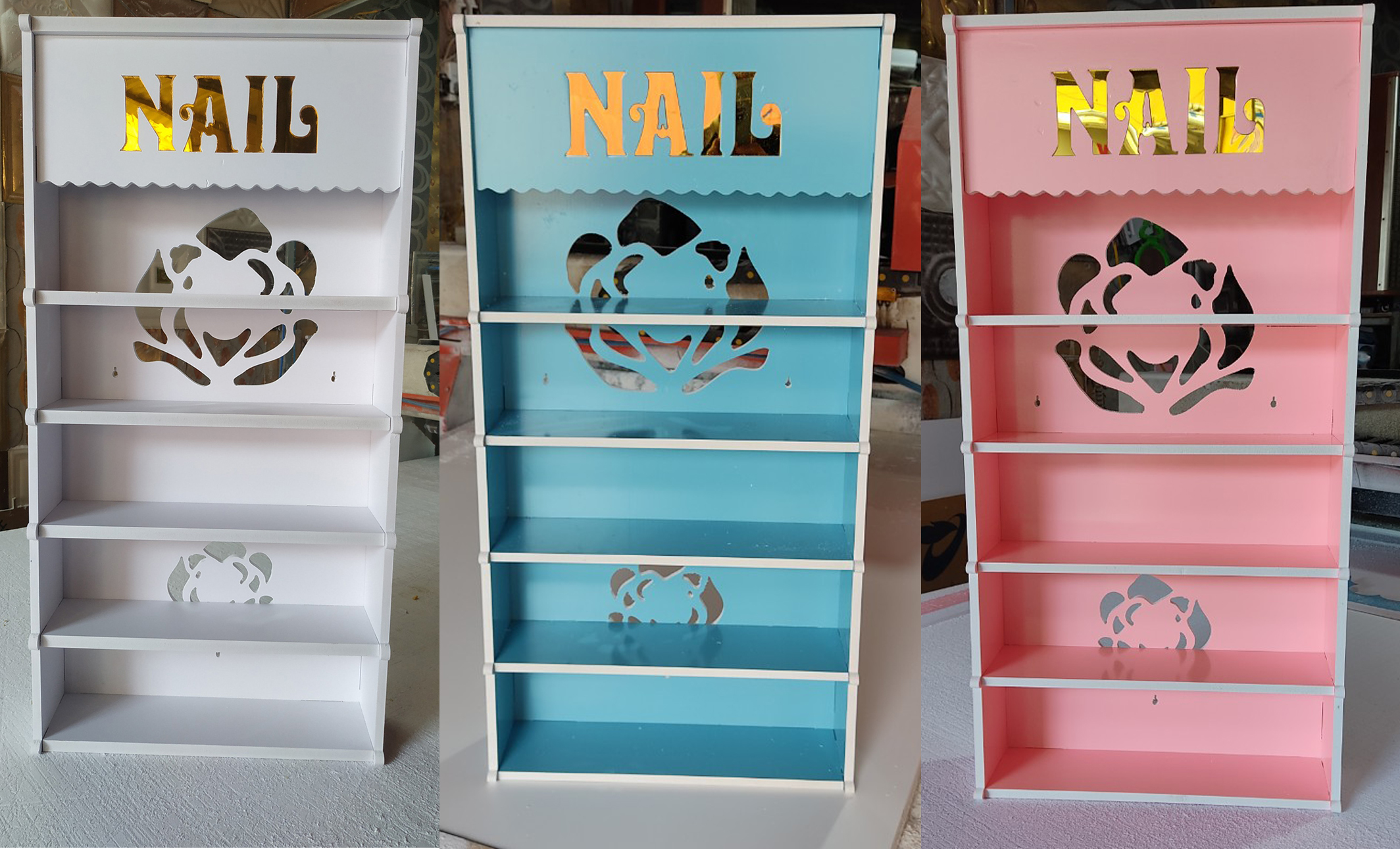 Kệ để Sơn Nail treo tường Hoa Hồng tự tháo lắp đa năng (3 Màu)