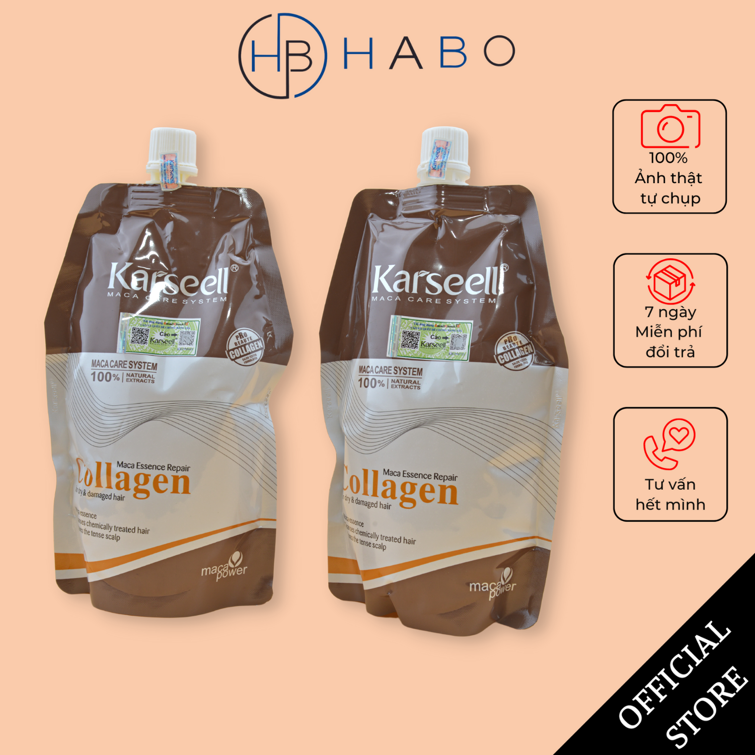 Ủ tóc, hấp túi, hấp tóc Karseell Maca Power Collagen, kem ủ tóc Karseell, dầu ủ tóc dưỡng ẩm sâu, phục hồi hư tổn cho tóc 500ml