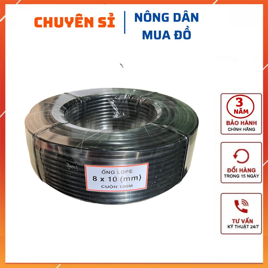 Dây nước tưới cây PE 10MM(8x10mm) nhựa nguyên sinh 100% tưới cây phun mưa nhỏ giọt độ bền cao