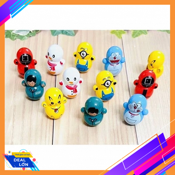 Set 10 con lật đật mini mô phỏng nhân vật hoạt hình doremon - lật đật mô hình trò chơi con mực 2021 cho mọi lứa tuổi