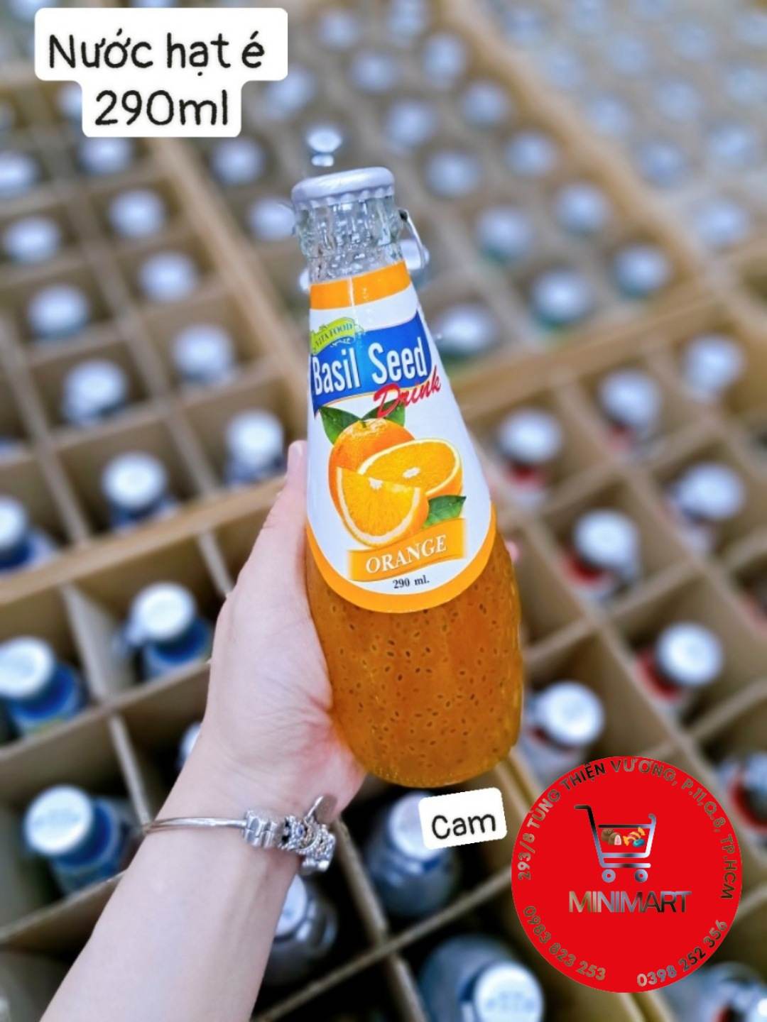 Nước ép trái cây hạt é  Basil Seed - Thailand 290ml ( cam)