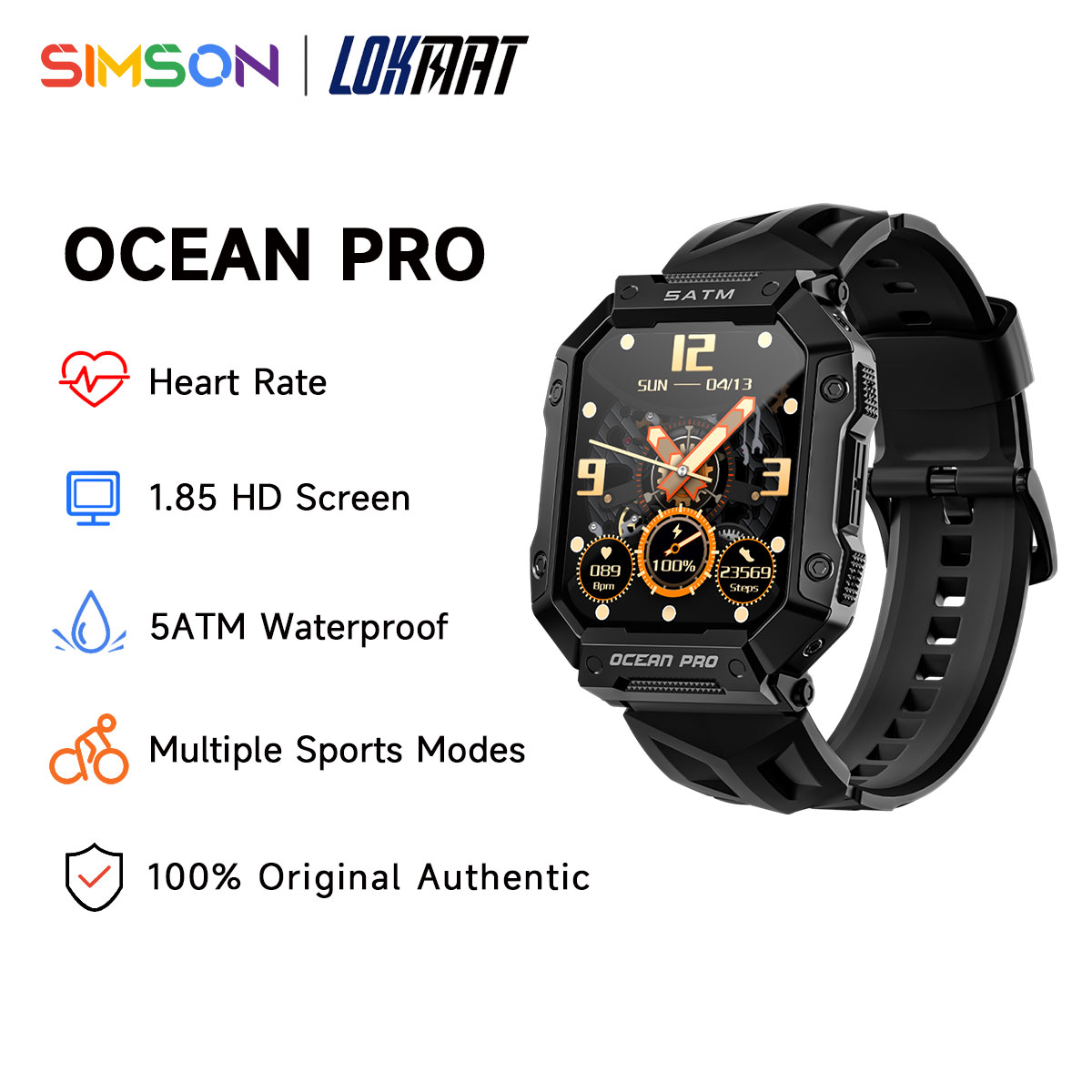 LOKMAT OCEAN PRO Smartwatch Bluetooth IP68 Waterproof message alert