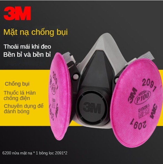 Mặt nạ 3m 6200 + phin lọc 3m 2091 giá trọn bộ