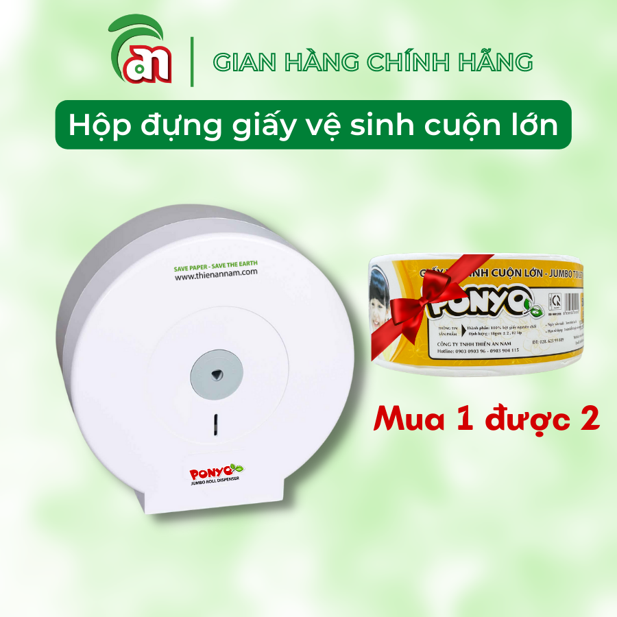 Hộp đựng giấy vệ sinh cuộn lớn, hộp đựng giấy vệ sinh nhà tắm PONYO tròn cao cấp - Thiên An Nam paper