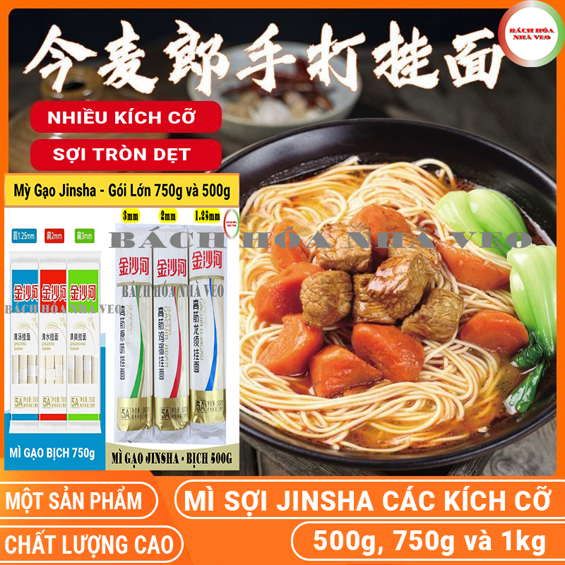 Mỳ sợi jinsha, mỳ trường thọ bịch 750g, mì sợi - mỳ bó