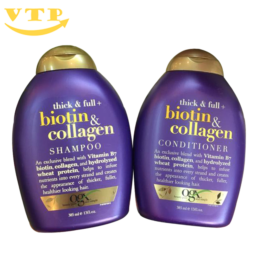 Combo 2 chai dầu gội xả biotin & collagen ogx ngăn rụng tóc 385ml