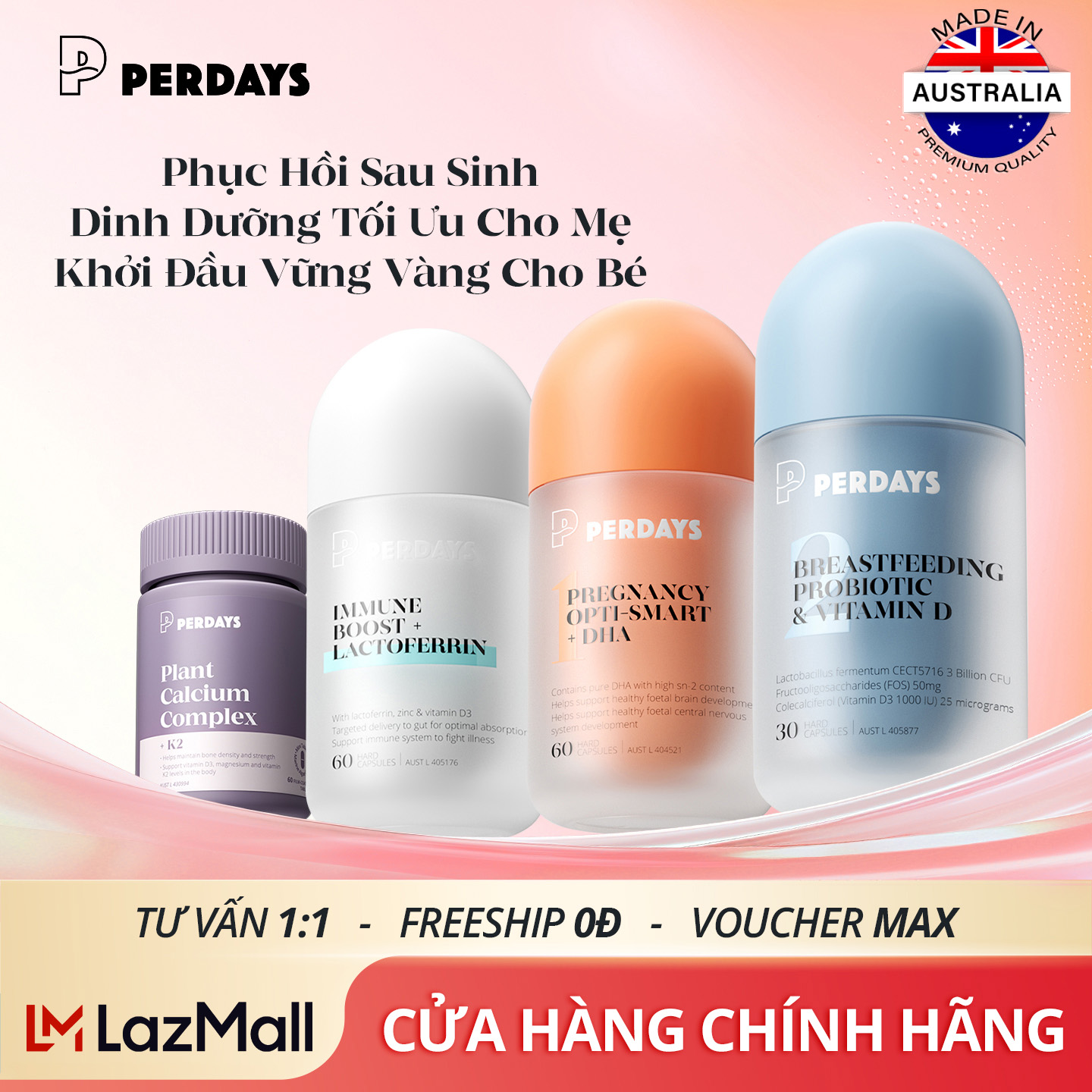 Phục Hồi Sau Sinh - Dinh Dưỡng Tối Ưu Cho Mẹ, Khởi Đầu Khỏe Mạnh Cho Bé - COMBO 4 LỌ