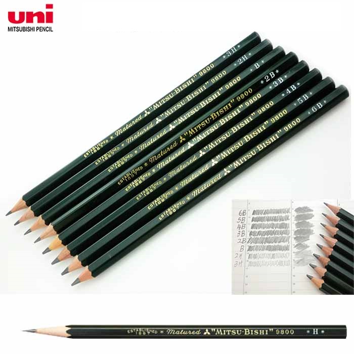 Bộ 6 cây bút chì phác thảo uni mitsubishi 9800