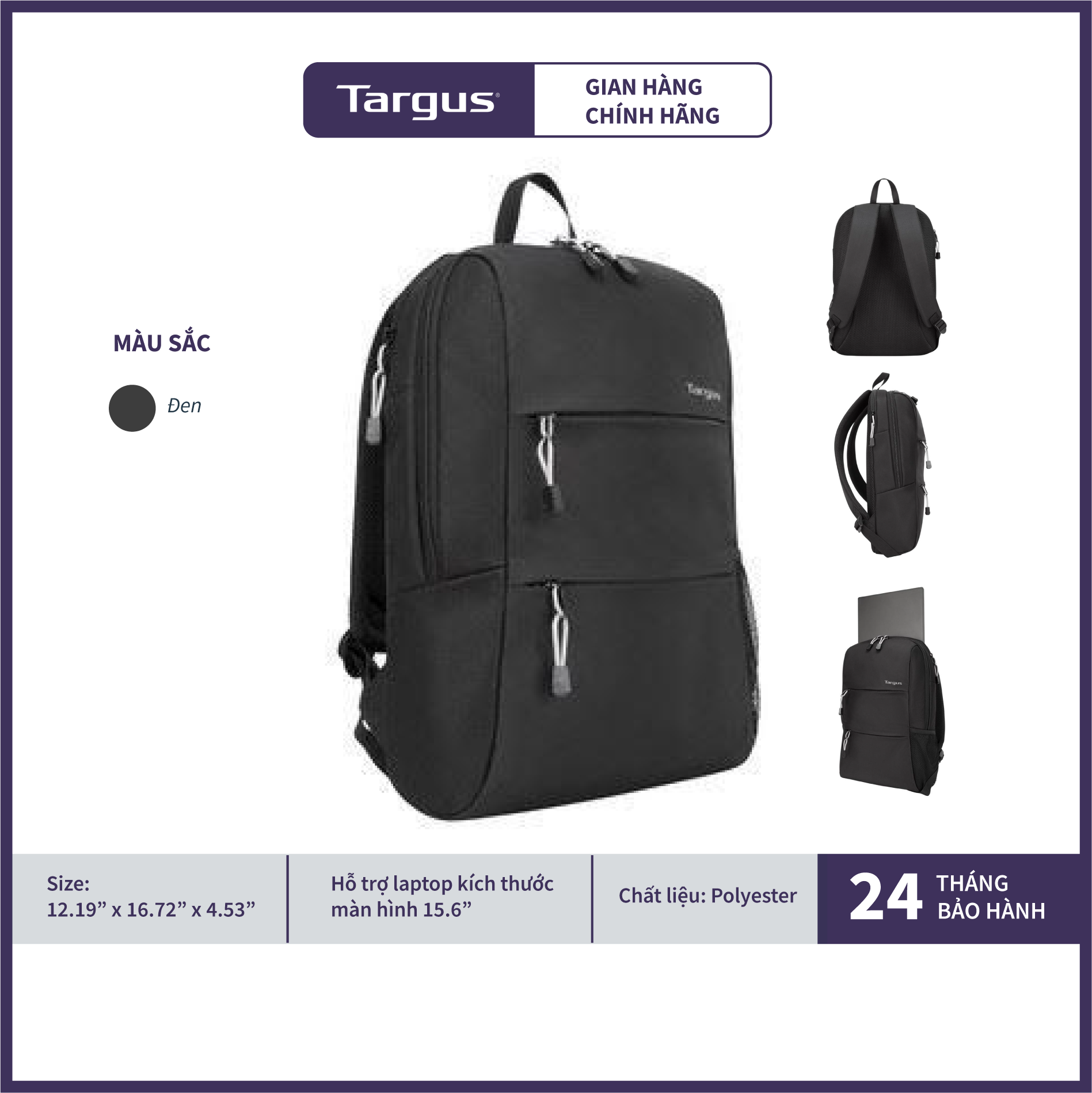 Balo targus tsb967gl intellect plus 15.6 inch - hàng chính hãng