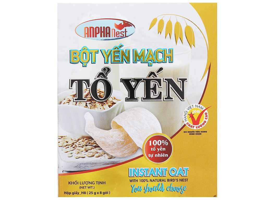 Bột hỗn hợp Yến mạch tổ yến Anpha hộp 200g