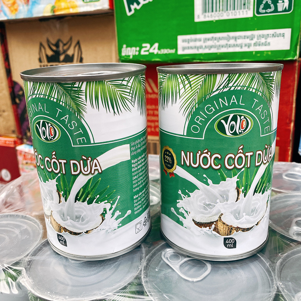 Combo 2 Lon x 400ml Nước cốt dừa tươi Yolo (date mới 24 tháng) DHHOUSE
