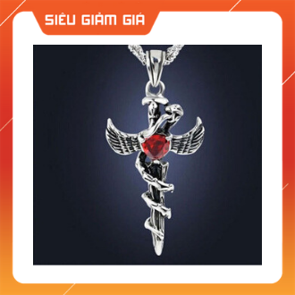 Dây Chuyền Đính Đá Đỏ,Vòng Cổ Nam Hình Thanh Kiếm Cực Đẹp