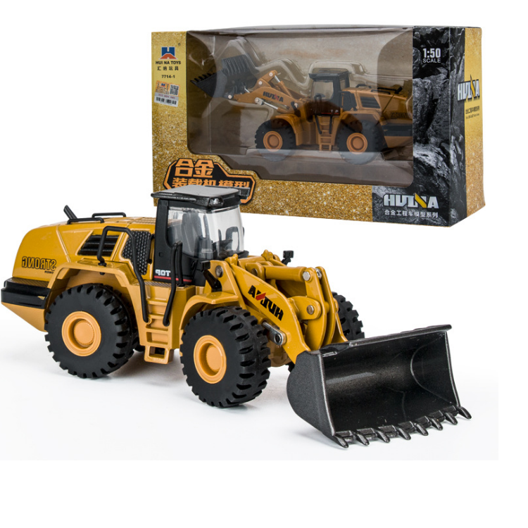 Xe xúc và ủi đất mô hình xe công trình bằng kim loại tỉ lệ 1:50 đồ chơi trẻ em