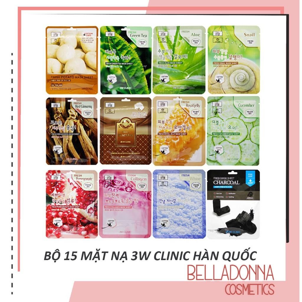 Bộ 15 gói mặt nạ dưỡng da 3w clinic fresh mask sheet 23ml x 15