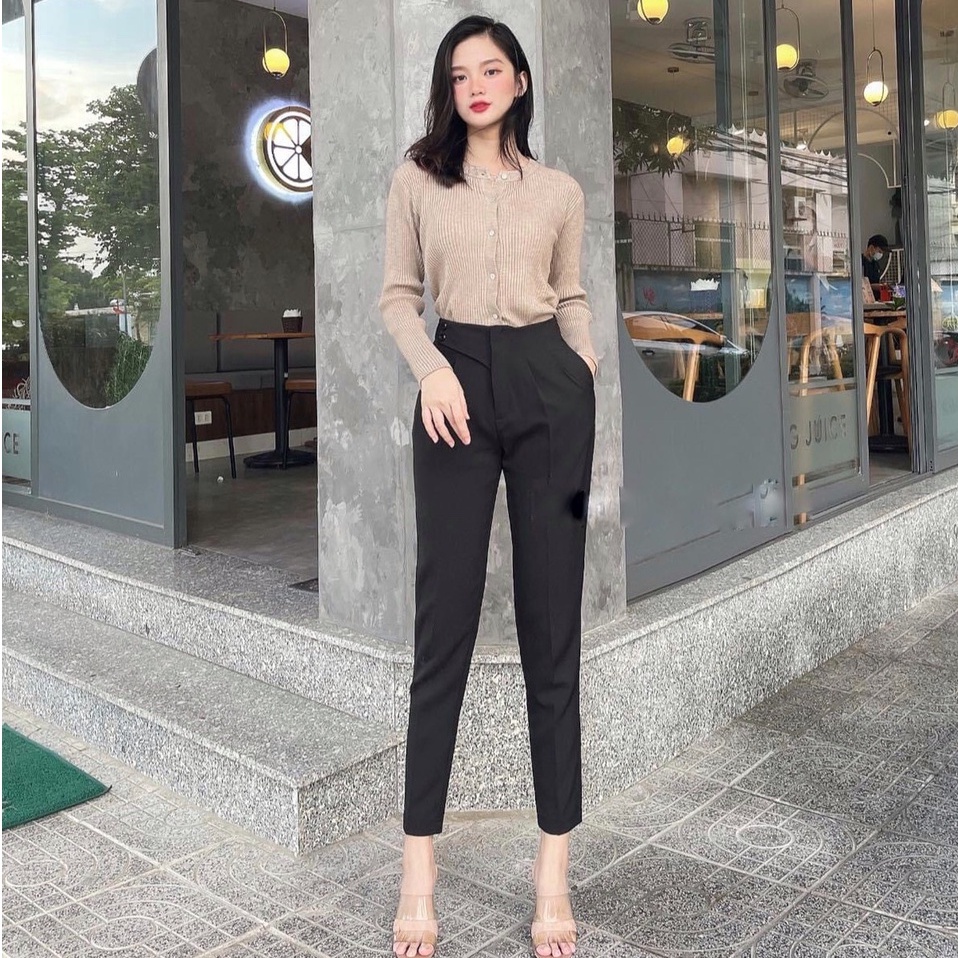 Quần tây công sở nữ dáng baggy có quai phía trước - quần 133
