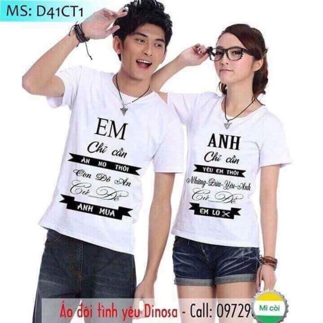 [2 Chiếc] Áo Cặp Đôi Nam Nữ Chất Liệu Cotton Và Tixi Mềm Mát Mịn, Áo Đôi Tình Yêu Phong Cách Teen Hàn Quốc-KIỀU ANH FASHION-Áo đôi em chỉ cần ăn no thôi (2 cái) KHI980