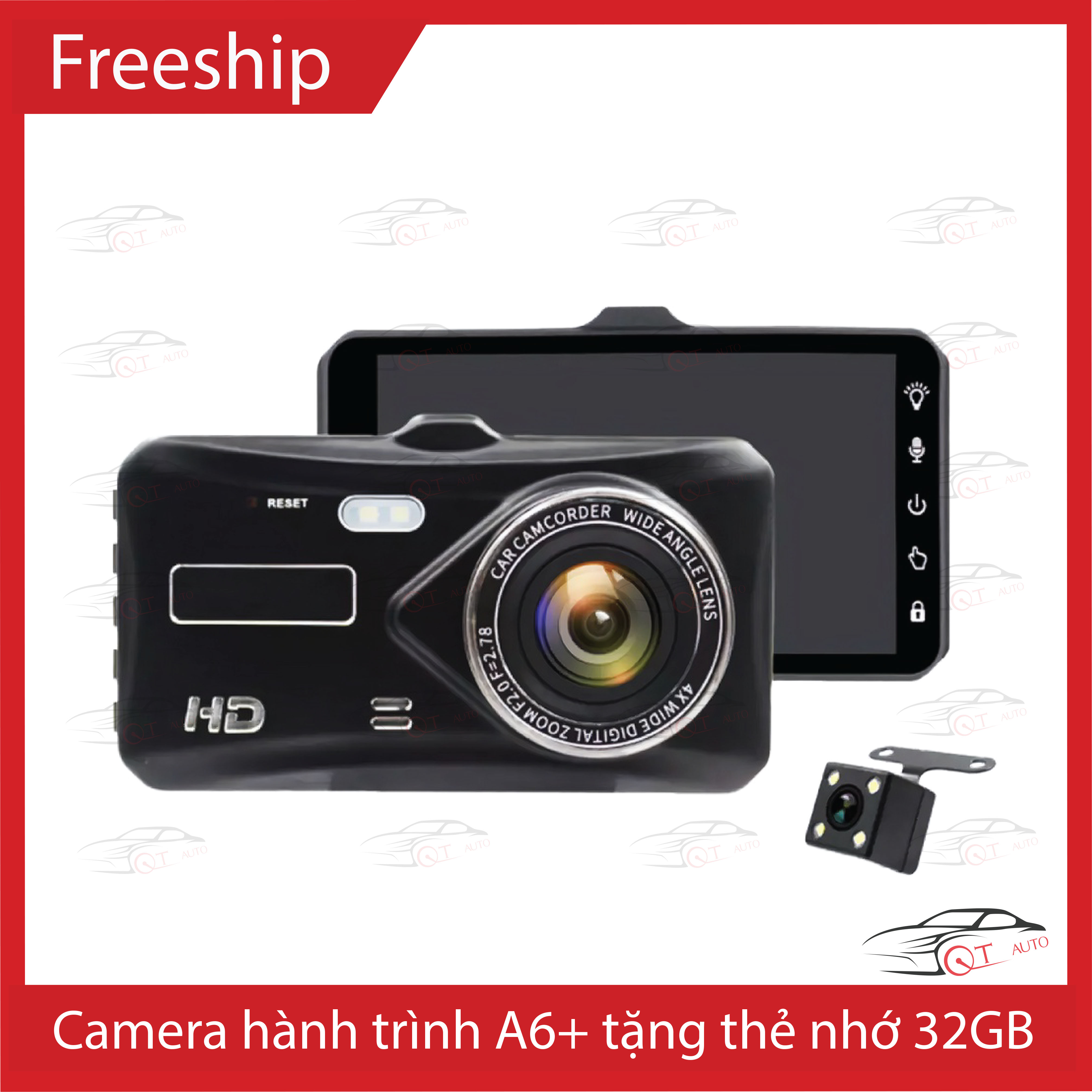 [Freeship+tặng thẻ nhớ 32GB] Camera hành trình A6; Camera hành trình ô tô giá rẻ; Camera ghi hình trước sau.