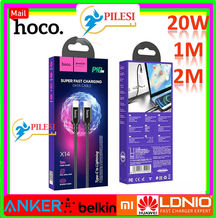 ✅ Dây cáp sạc nhanh Hoco X14 PD 20w Type-C To Lightning dây dù siêu bền cho iphone ipad