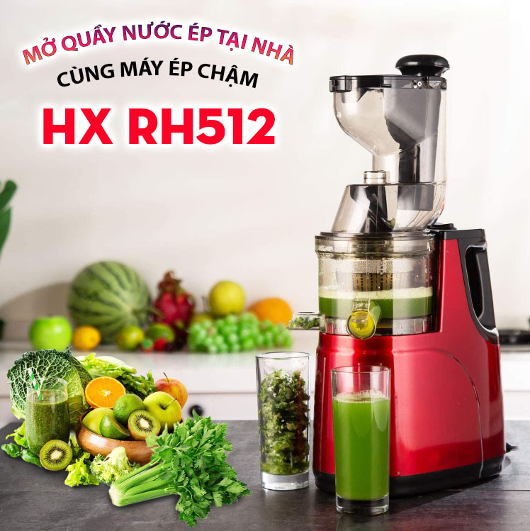 Máy Ép Trái Cây Tốc Độ Chậm HX RH512 - Máy Ép Rau Củ, Ép Hoa Quả - Bảo Hành 6 Tháng - Máy Ép Chậm - Ép Kiệt Bã