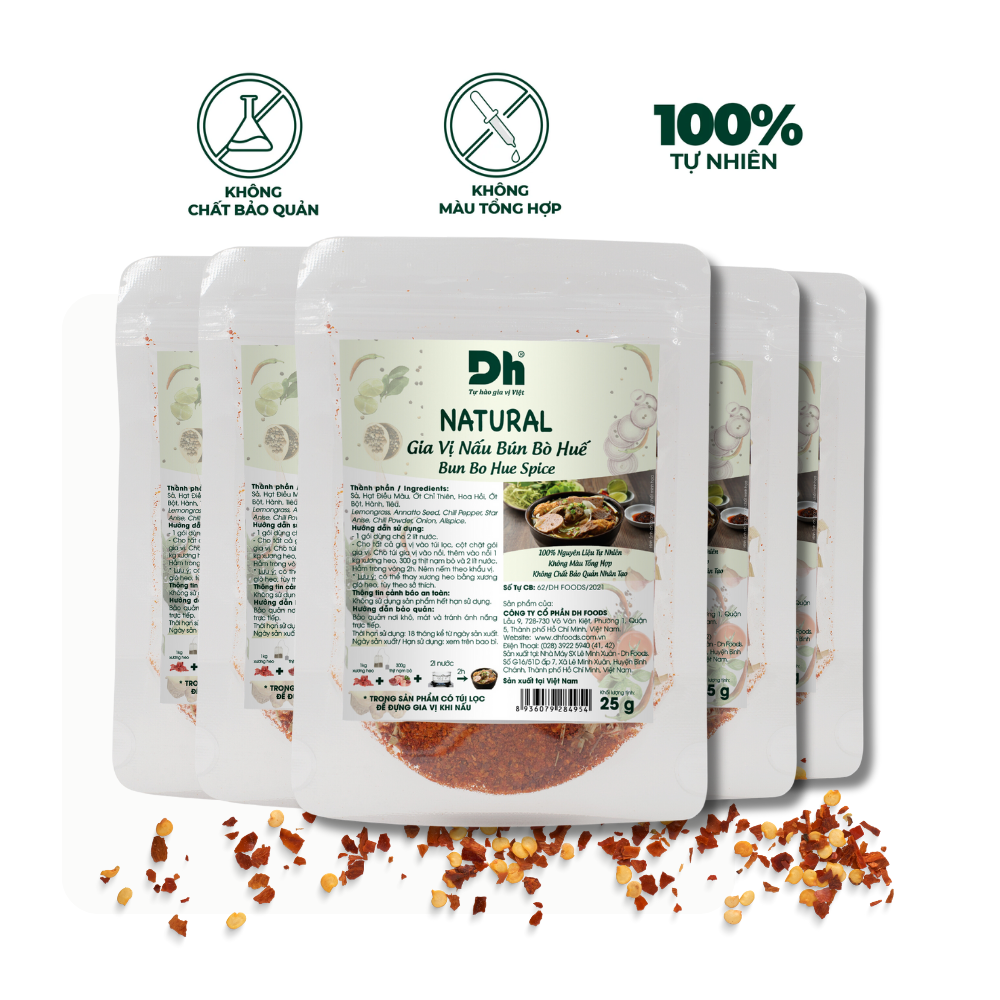 Combo 5 gói natural gia vị nấu bún bò huế dh foods