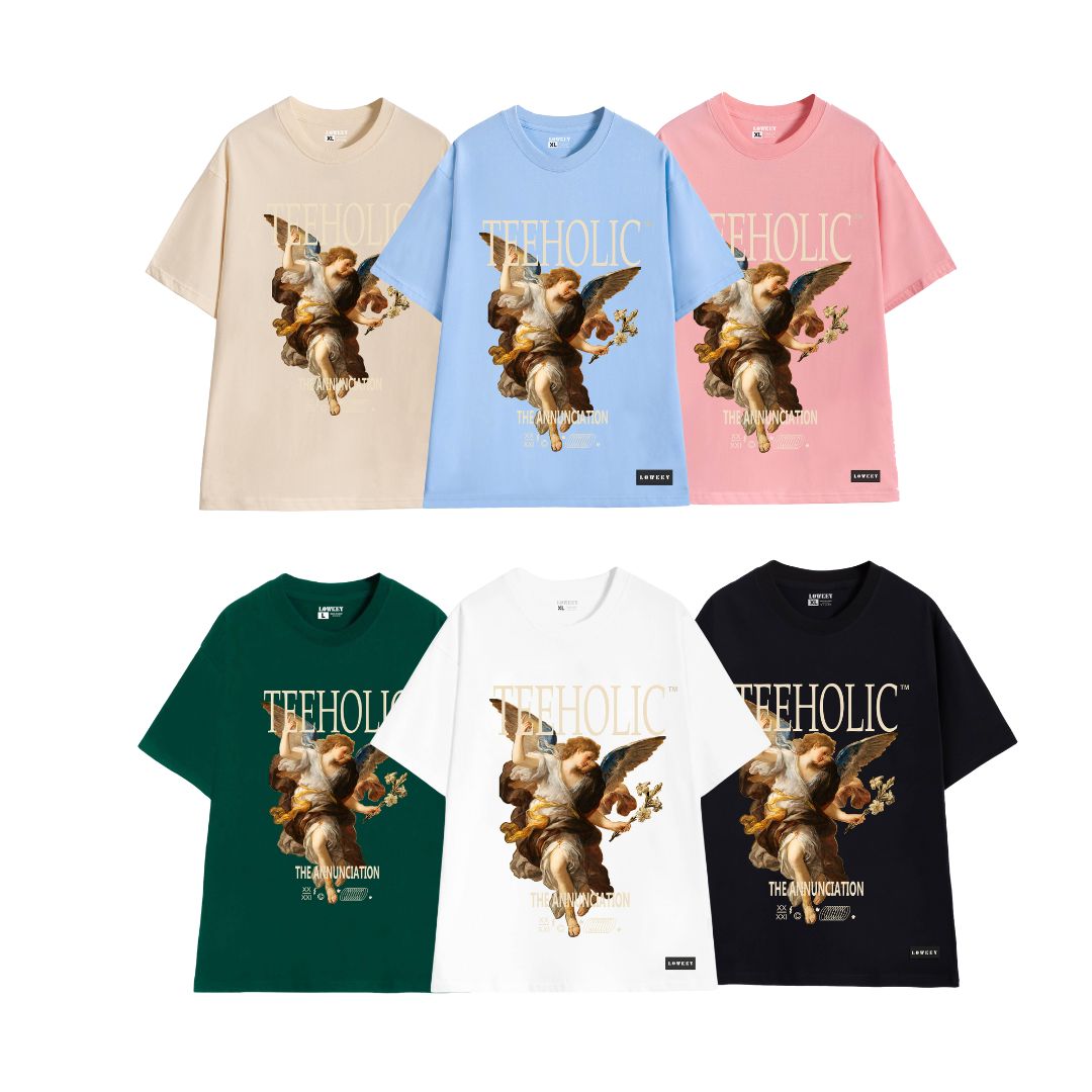 Áo thun unisex nam nữ tay lỡ thiên sứ LOWKEY đẹp K0007 - Form rộng cổ tròn vải cotton