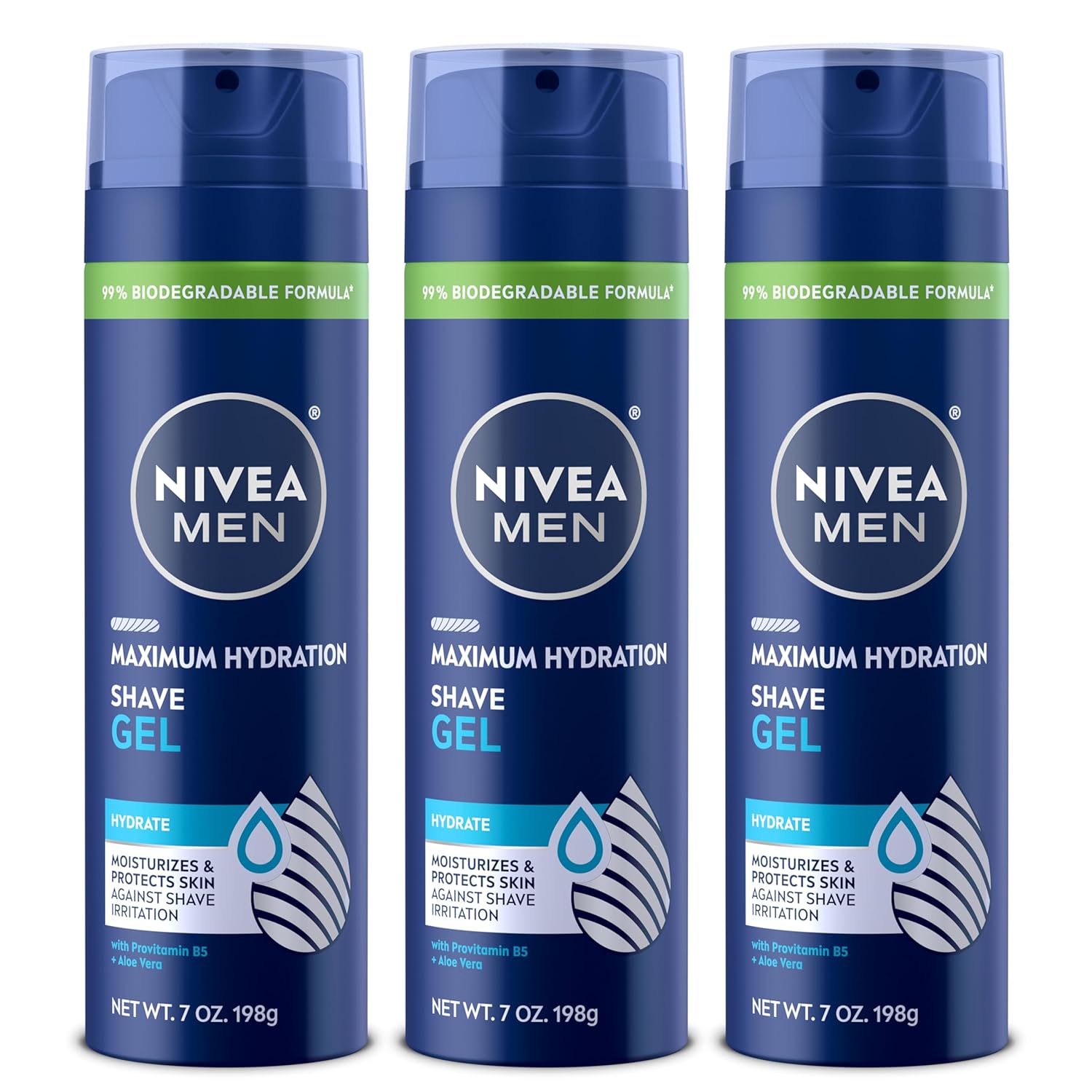 Gel cạo râu dưỡng ẩm tối đa NIVEA MEN Maximum Hydration Shave Gel, with Aloe Vera and Provitamin B5, Shaving Gel for Men