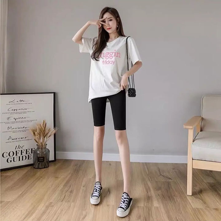 Quần Legging Đùi Cho Nữ Chất Bền Đẹp Freesize từ 40- 58 kg,Quần Đùi Legging cho nữ màu đen,Quần Legging Đùi Co Giãn