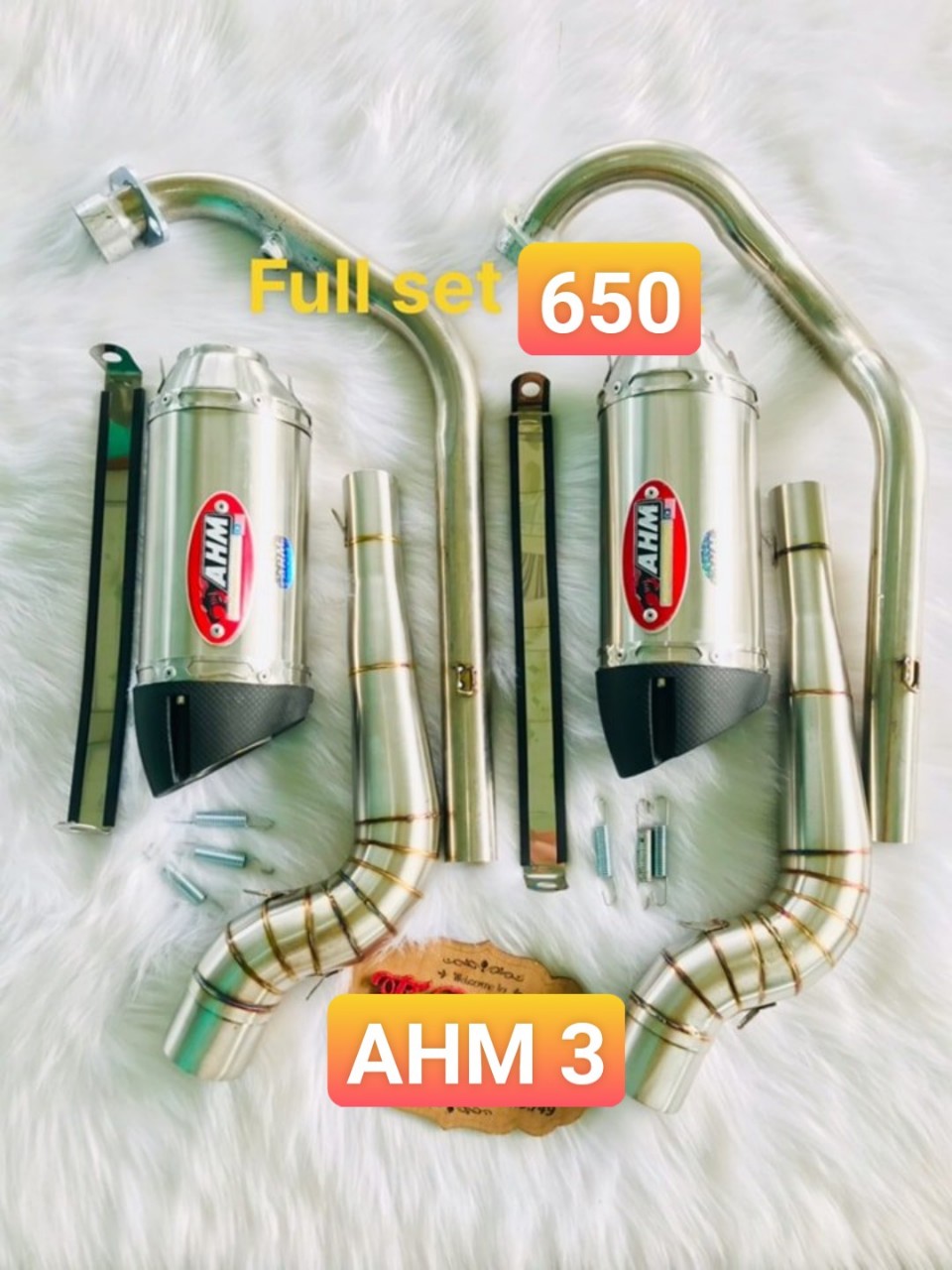 Pô AHM M3 Cả Cổ inox 304 - Ex 135/150 - Winer + Sonic + Satria + Raider ( Đặt Hàng Có nv gọi lại tư vấn )