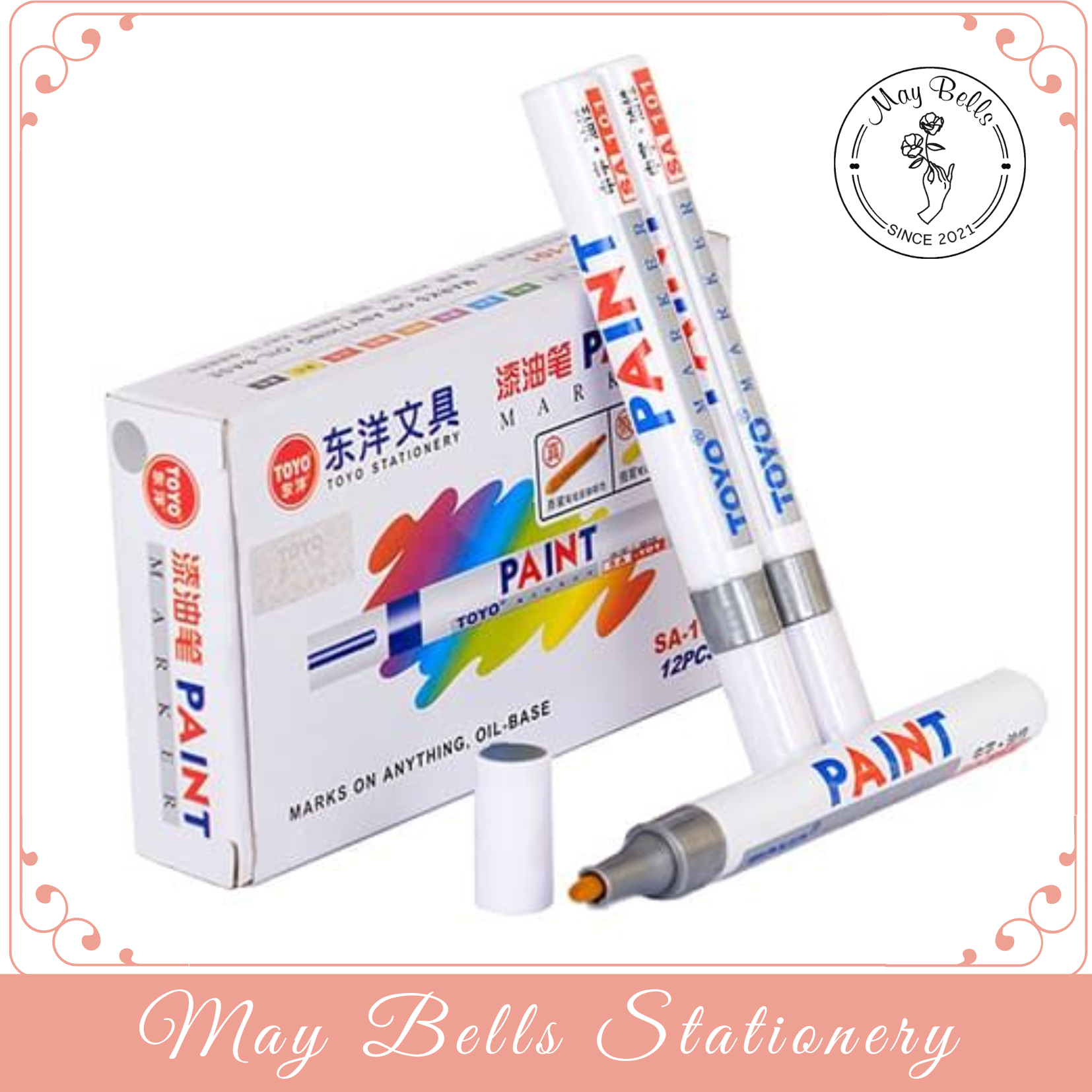 Bút Sơn Toyo SA 101, Bút Vẽ Bánh Xe, Lốp xe Không Phai (Xanh Dương, Trắng, Đen, Đỏ, Xanh Lá, Vàng)