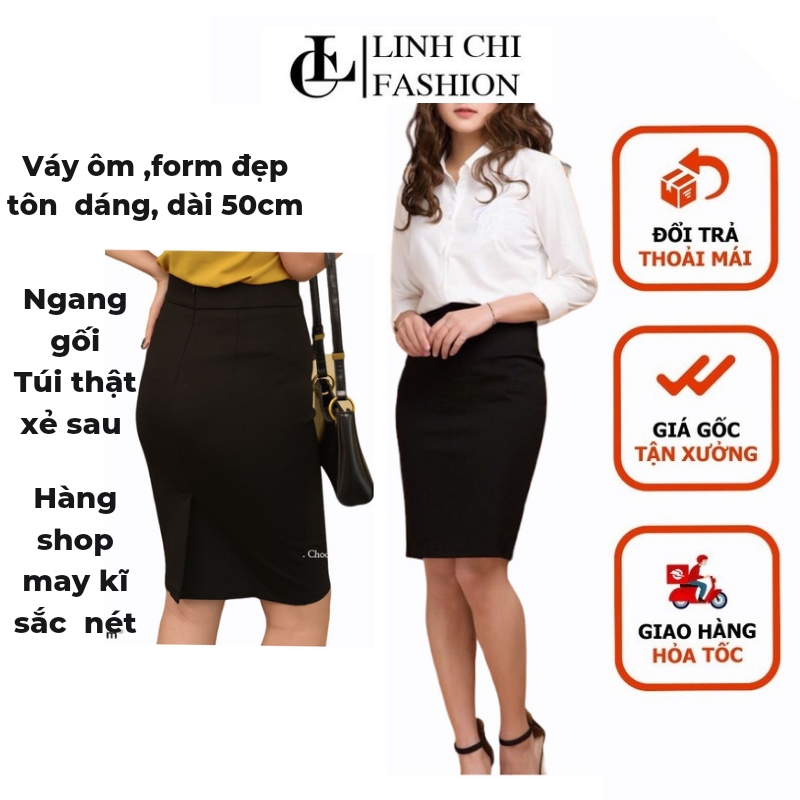 Chân váy ôm công sở dàI 51CM xẻ sau, dây kéo sau lưng,  CV28 VẢI TUYẾT MƯA LOẠI 1 form chuẩn đẹp mặc rất tôn dàng