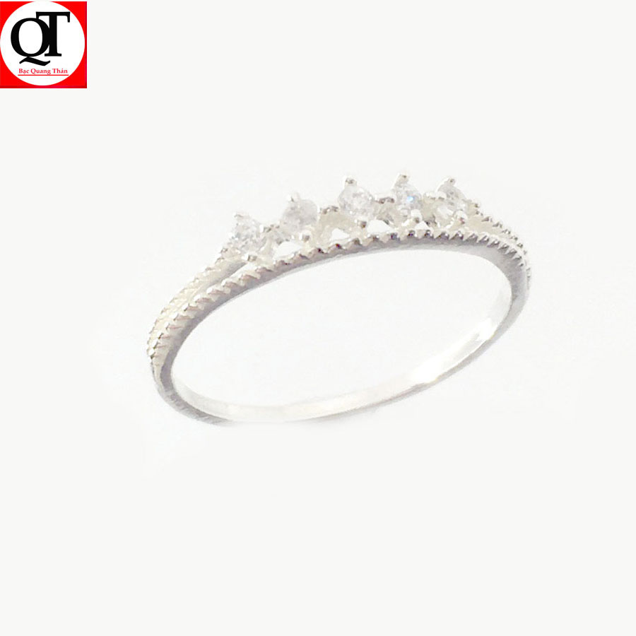 Nhẫn nữ thời trang gắn đá rico cao cấp chất liệu bạc ta trang sức Bạc Quang Thản – QTNU87