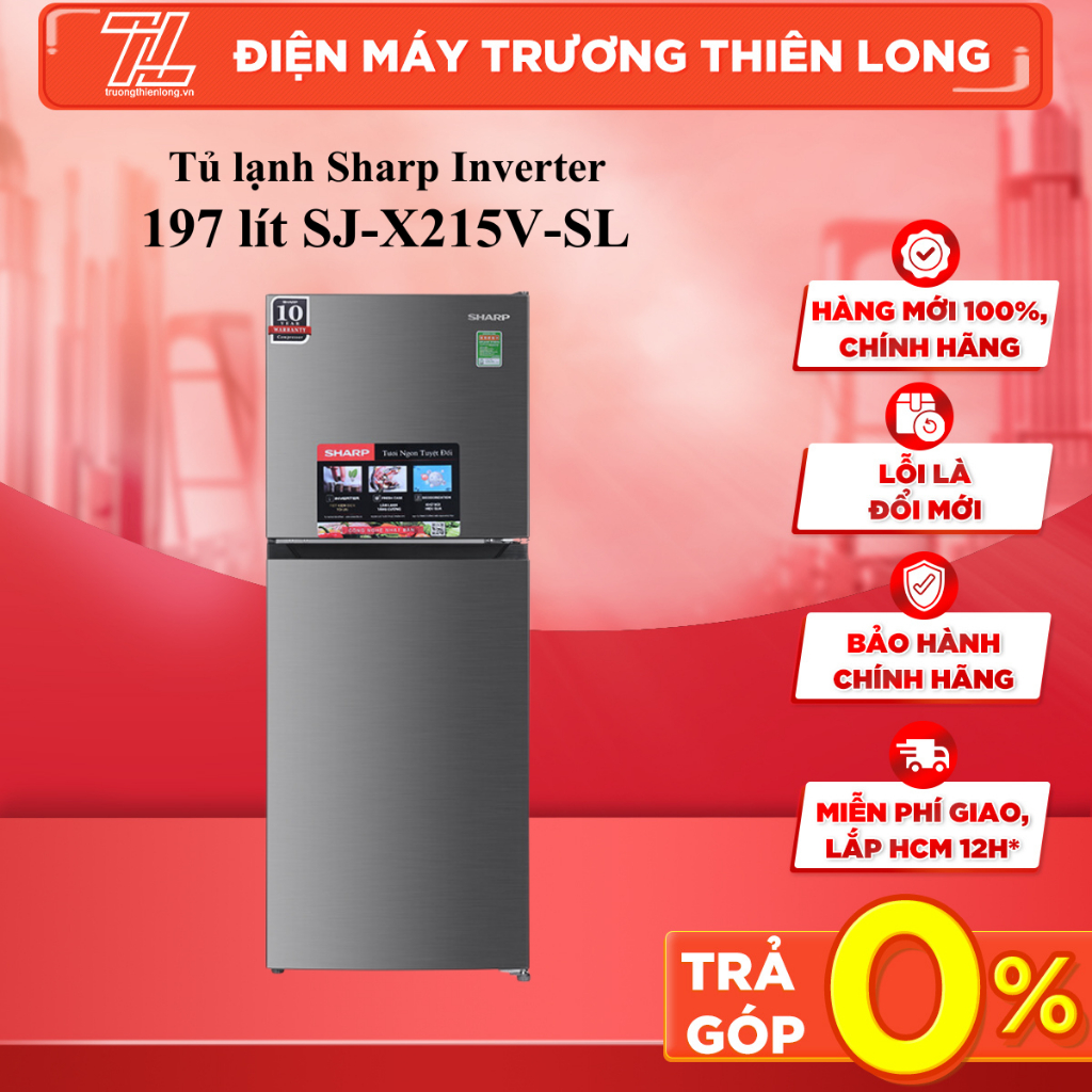 Tủ lạnh sharp inverter 197 lít sj-x215v-sl - giao hàng toàn quốc