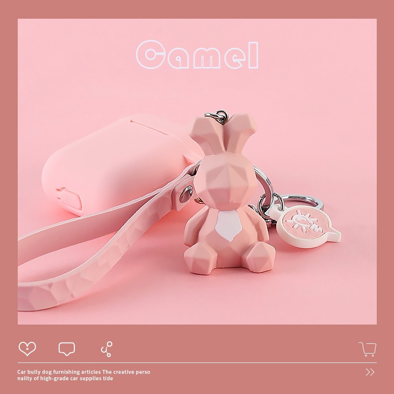 Combo móc khoá và case airpods Thỏ hồng siêu ngầu