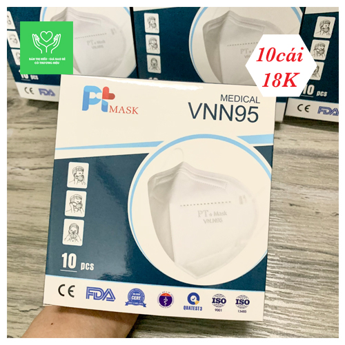 Combo 100 cái khẩu trang vnn95 pt mask, 4 lớp, kháng khuẩn, chống bụi siêu mịn pm2.5, màu trắng