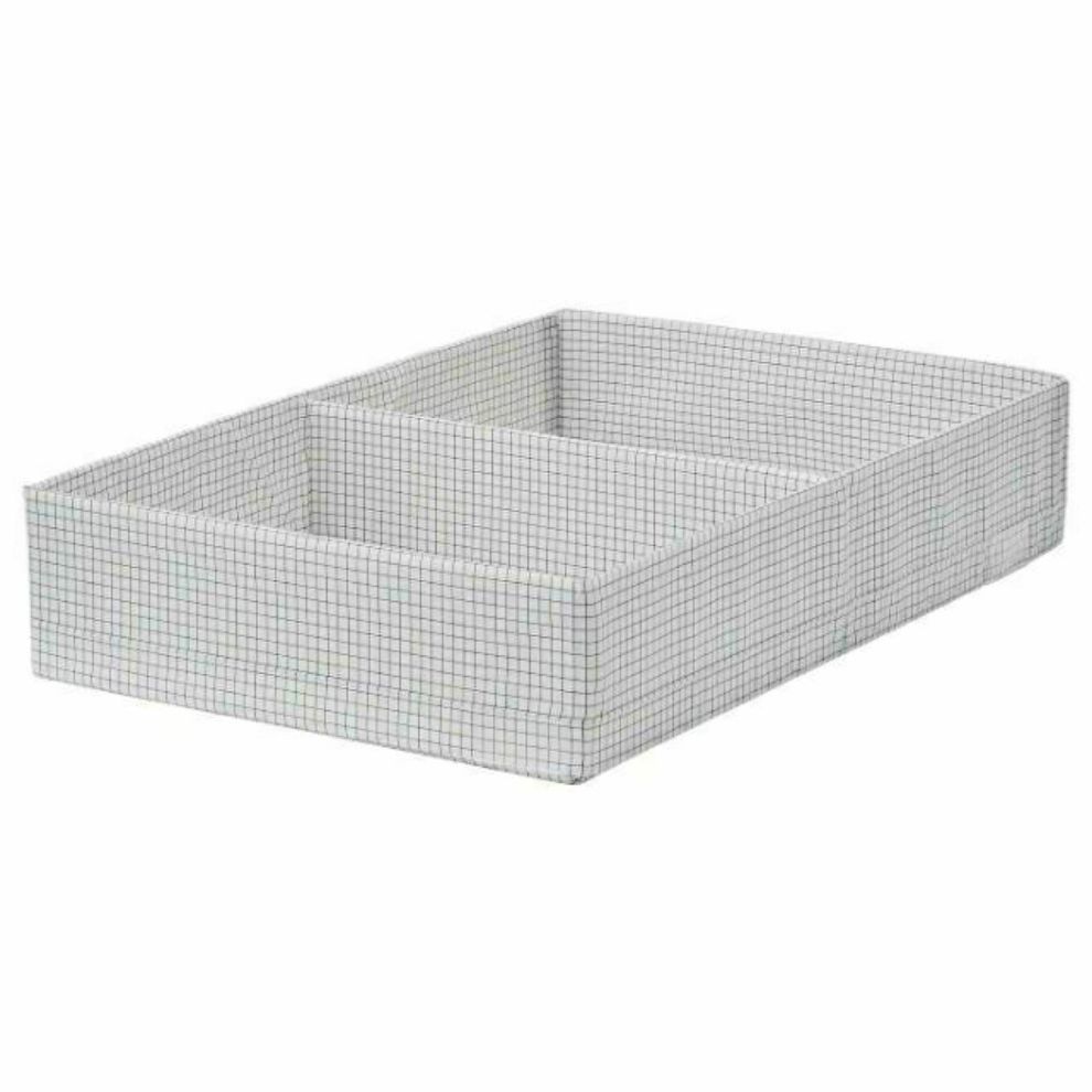 HỘP ĐỰNG ĐỒ IKEA STUK CARO TRẮNG ĐEN 51cm×34cm×10cm