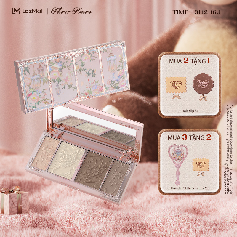  Flower Knows Butterfly Cloud Collar Collection Embossed Highlight & Contour Palette 16g 