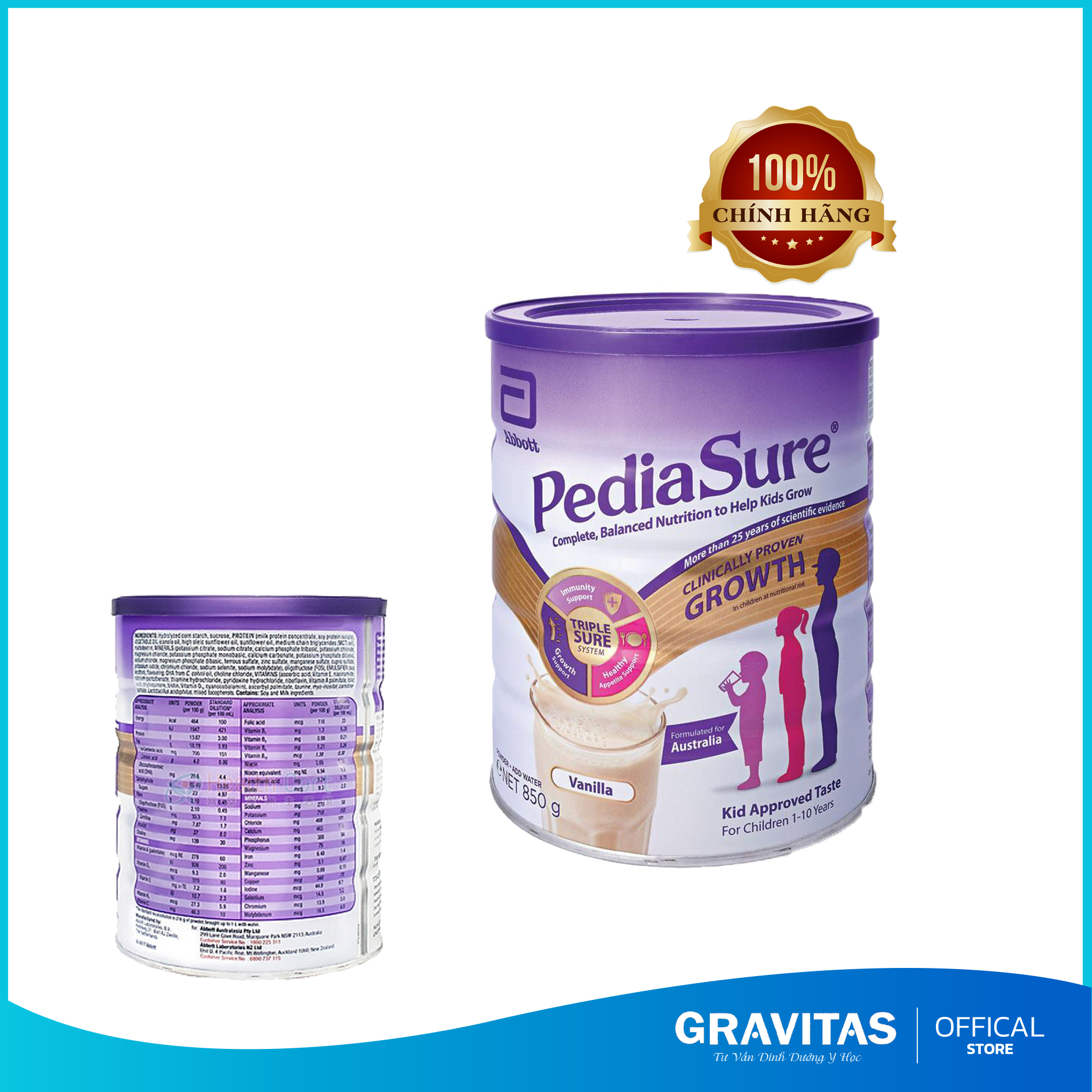 Sữa pediasure úc vị vani 800gm