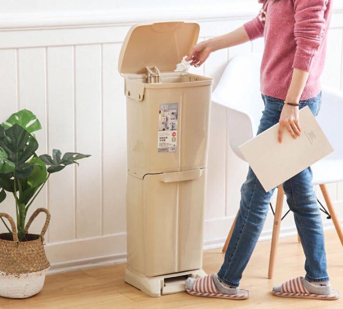[HCM]Thùng rác nhựa 2 tầng đa năng 33L - 2EZy