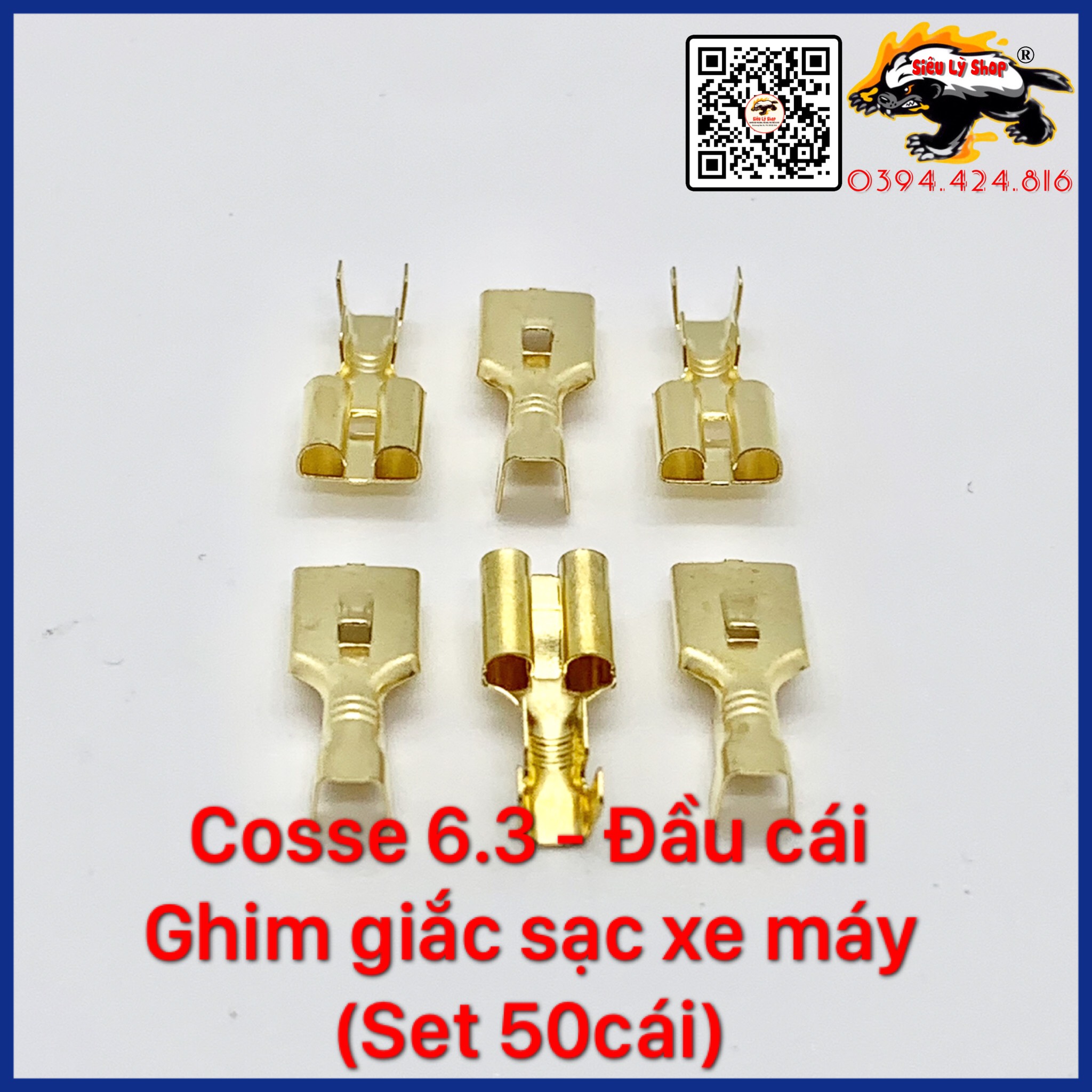 Giắc cos 6.3 - đầu cái - ghim giắc sạc xe máy