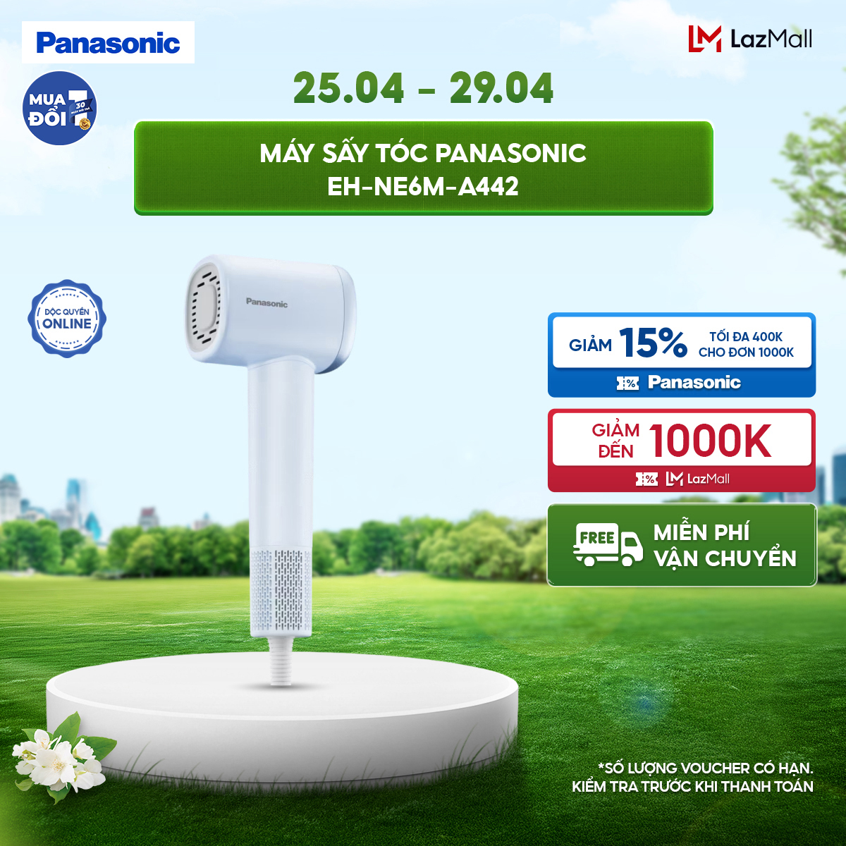 Máy sấy tóc Panasonic EH-NE6M Công nghệ ionity Luồng gió mạnh Linear cho mái tóc mềm mượt